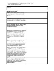 Critical Appraisal Worksheet for a Cohort Study - LSUHSC-S ...