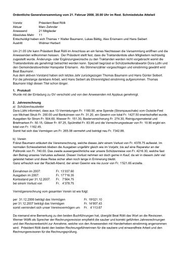 Protokoll der GV 2008 - FSG Attelwil
