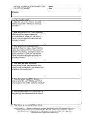 Critical Appraisal Worksheet for a Cohort Study - LSUHSC-S ...