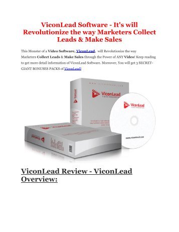 PRO review of ViconLead and Special $10,000 Bonus pack