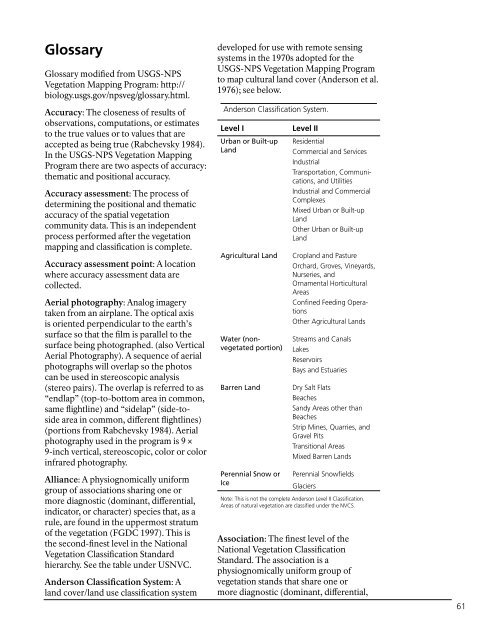 Vegetation Classification and Mapping Project Report - USGS