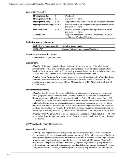 Vegetation Classification and Mapping Project Report - USGS