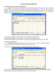 Arkusz kalkulacyjny MS Excel I. Wprowadzenie do arkusza ... - WSInf