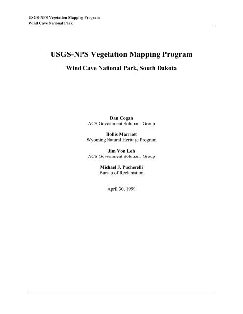 Vegetation Classification and Mapping Project Report - the USGS