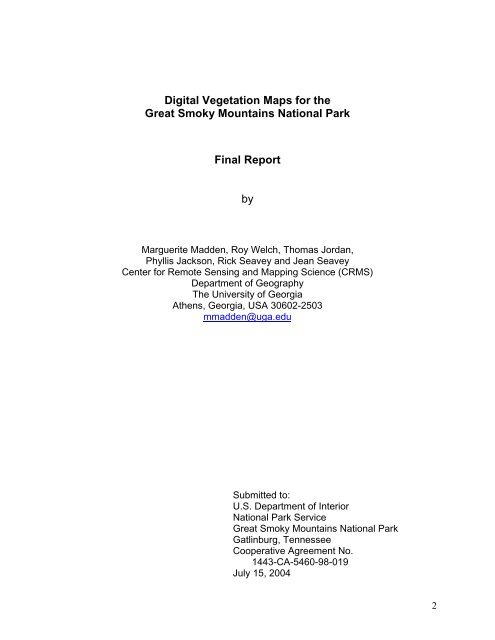 Vegetation Classification and Mapping Project Report - the USGS