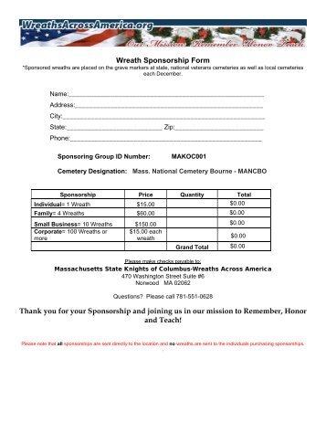 Wreaths Across America Request Form - Massachusetts State ...