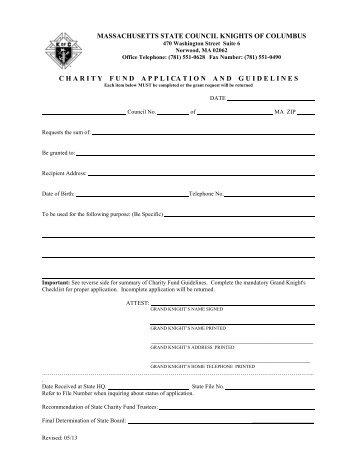 Charity Fund Application Form - Massachusetts State Council ...
