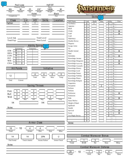 Form Fillable Pathfinder 2 Character Sheet Printable Forms Free Online