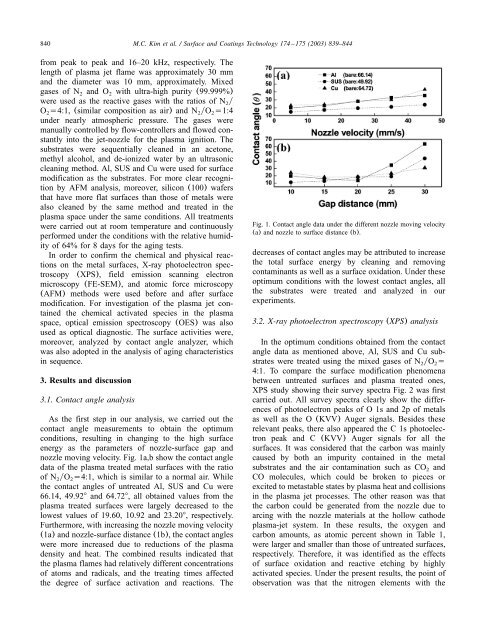 Surface treatment of metals using an atmospheric pressure plasma ...