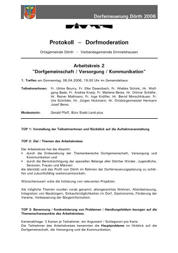 Protkoll des 1. Treffens - Ortsgemeinde DÃ¶rth