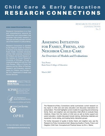 Assessing Initiatives for Family, Friend, and Neighbor Child Care