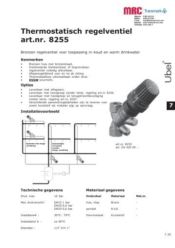 Thermostatisch regelventiel art.nr. 8255 - catalogus-beheer.nl