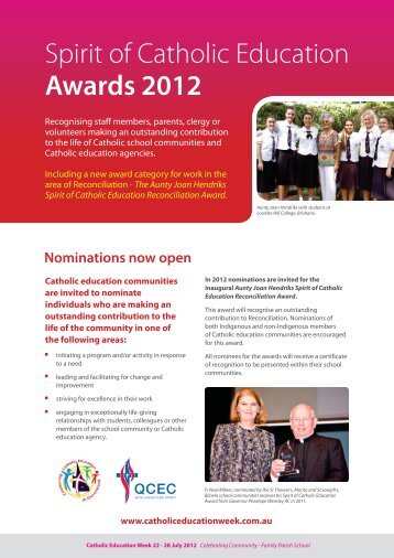 Spirit of Catholic Education Awards 2012 Flyer - Queensland ...