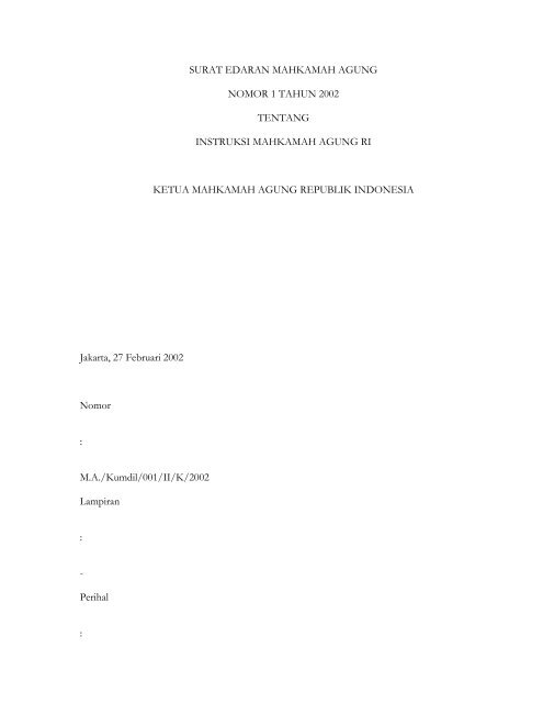 Surat Edaran Mahkamah Agung Nomor 1 Pta Makassar
