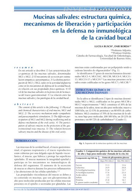 Mucinas salivales: estructura quÃ­mica, mecanismos de liberaciÃ³n y ...