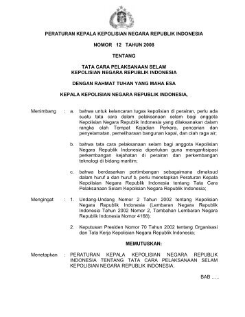 PERKAP NO 12 Tahun 2008- SELAM - PPID Polri