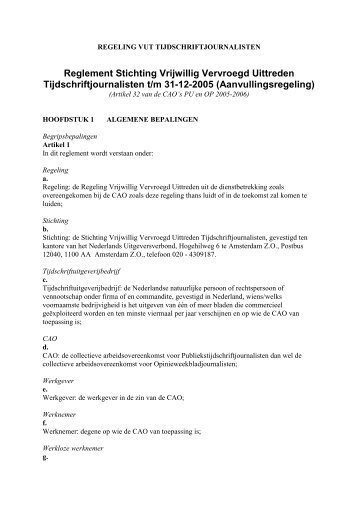 VUT-Aanvullingsregeling TJ t/m 31-12-2005 - Het Uitgeverijbedrijf