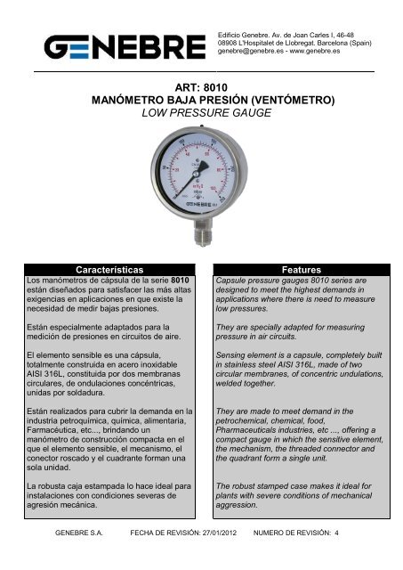 art: 8010 manómetro baja presión (ventómetro) low pressure ... - TDM
