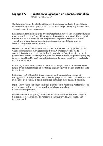 Functieniveaugroepen en voorbeeldfuncties CAO VAK - Het ...