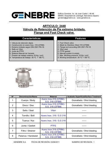 ARTICULO: 2448 Válvula de Retención de Pie extremo ... - TDM