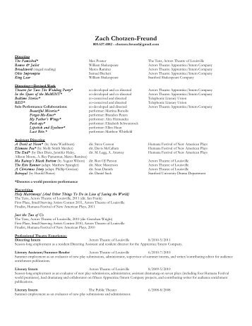 Zach Chotzen-Freund - Actors Theatre of Louisville