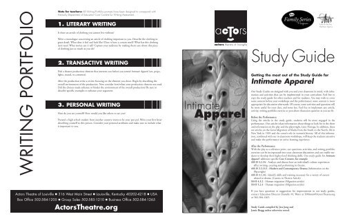 Intimate Apparel Play Guide - Actors Theatre of Louisville