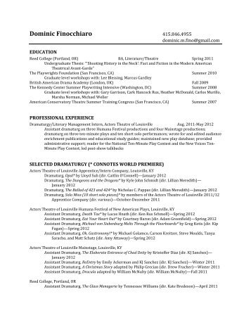 Dominic's Resume - Actors Theatre of Louisville