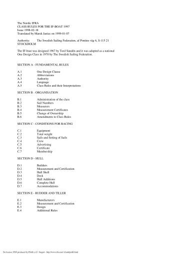 The Nordic IFRA CLASS RULES FOR THE IF-BOAT 1997 Issue ...