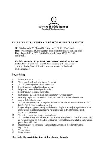 Kallelse (PDF) - Svenska IF-bÃ¥tfÃ¶rbundet
