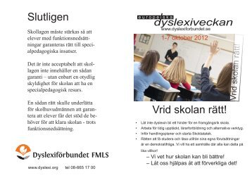 Dyslexiveckan Folder VridSkolan.indd - DyslexifÃ¶rbundet FMLS