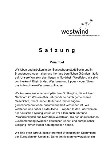 Neue Satzung, geÃ¤nderte Passagen fett ... - Westwind e.V.