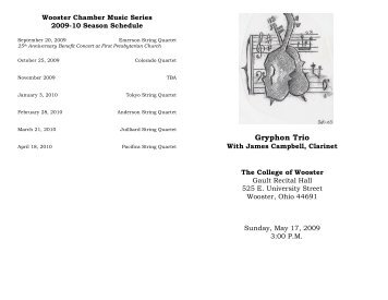 Gryphon Trio - Wooster Chamber Music Series