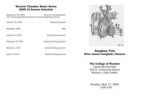 Gryphon Trio - Wooster Chamber Music Series