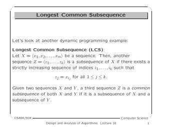 Longest Common Subsequence Longest Common ... - Ace