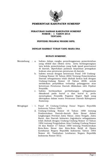 Perda No. 1 th 2013 ttg PPNS .pdf - Sumenep