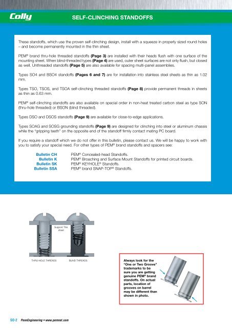 SELF-CLINCHING STANDOFFS BULLETIN - Colly Components