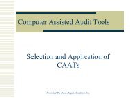 Computer Assisted Audit Tools Selection and Application of CAATs