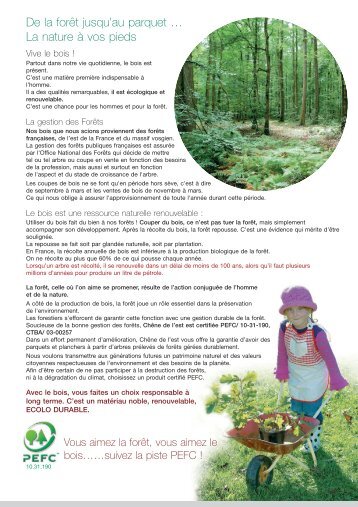 De la forêt jusqu'au parquet … La nature à vos pieds - Chêne de l'Est