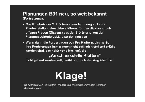 Wie geht es weiter mit der B31neu der K7743 neu und ... - Pro Kluftern