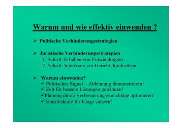 Warum und Wie effektiv einwenden - Walter Zacke - Pro Kluftern