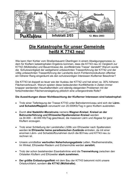 Info-Blatt Nr. 02/03 - Pro Kluftern