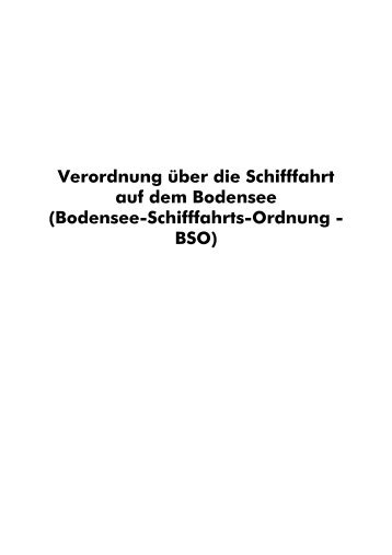 Bodensee-Schifffahrts-Ordnung - BSO - Bodensee-Kanu-Ring