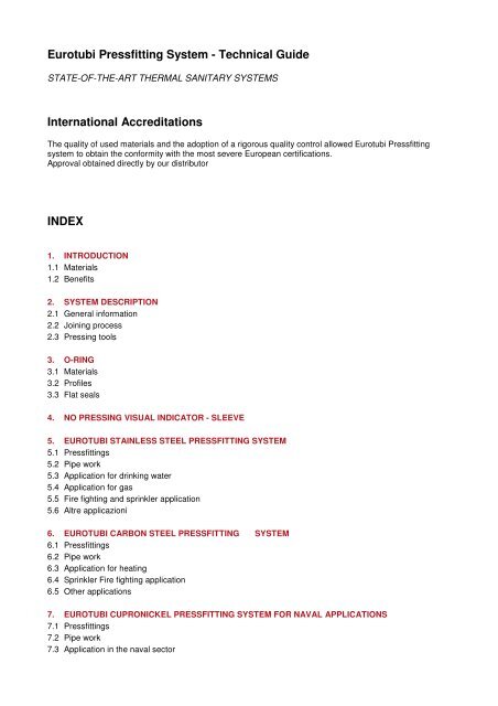 Eurotubi Pressfitting System - Technical Guide ... - Damstahl