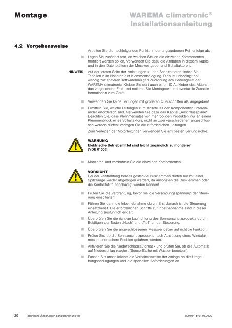 WAREMA climatronicÂ® Installationsanleitung - Markisen-kauf.de