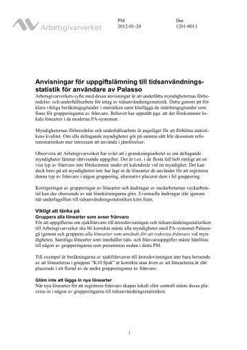 Anvisningar (Palasso) - Arbetsgivarverket