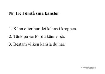 Nr 15: Förstå sina känslor 1. Känn efter hur det känns i ... - Allt om ART