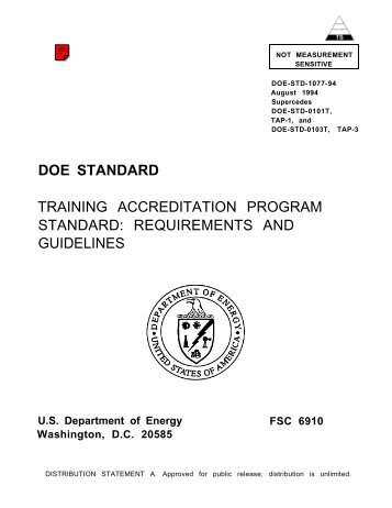 DOE-STD-1077-94; DOE Standard Training Accreditation Program ...