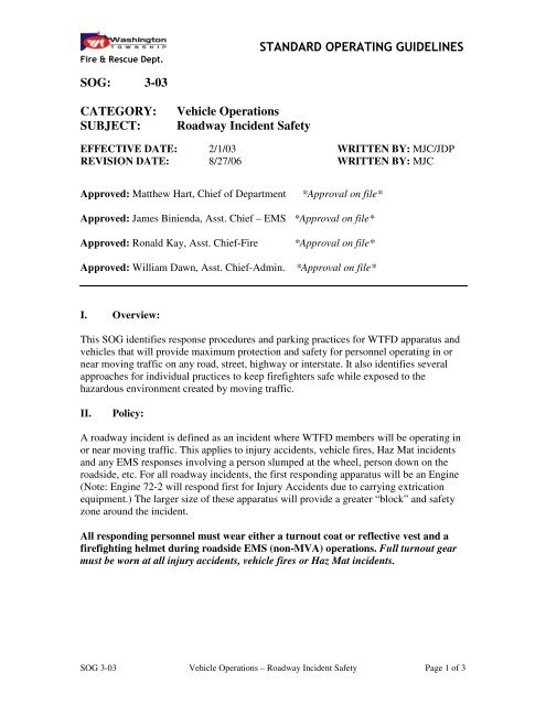 STANDARD OPERATING GUIDELINES SOG: 3-03 CATEGORY ...