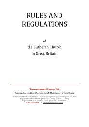 Rules and Regulations of LCiGB - Lutheran Church in Great Britain