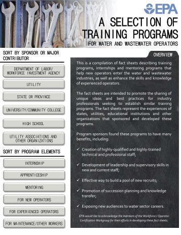 A Selection of Training Programs for Water and Wastewater Operators